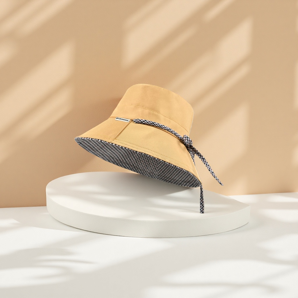 The yellow fisherman's hat is a fashionable and trendy casual sun hat that is suitable for both men and women details Picture