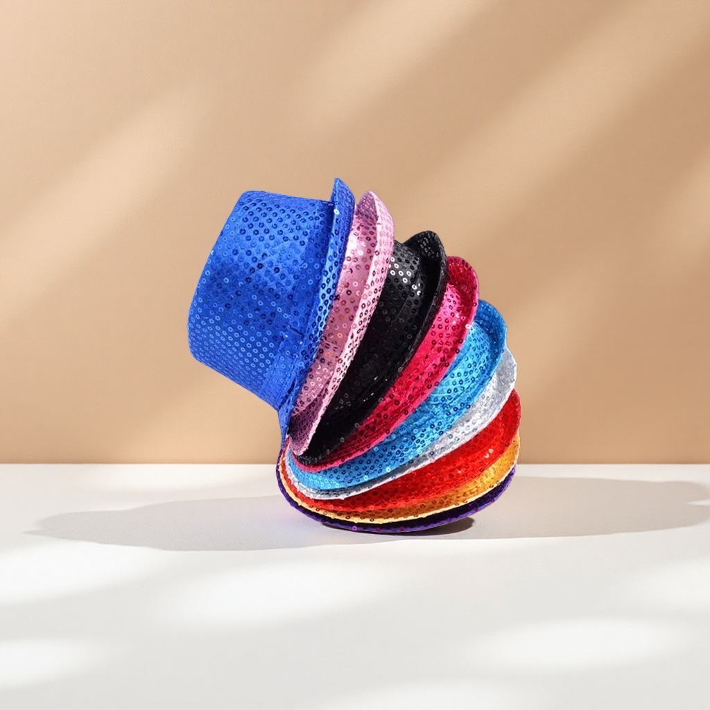 Colorful sequined top hat for women, a fashionable holiday party hat