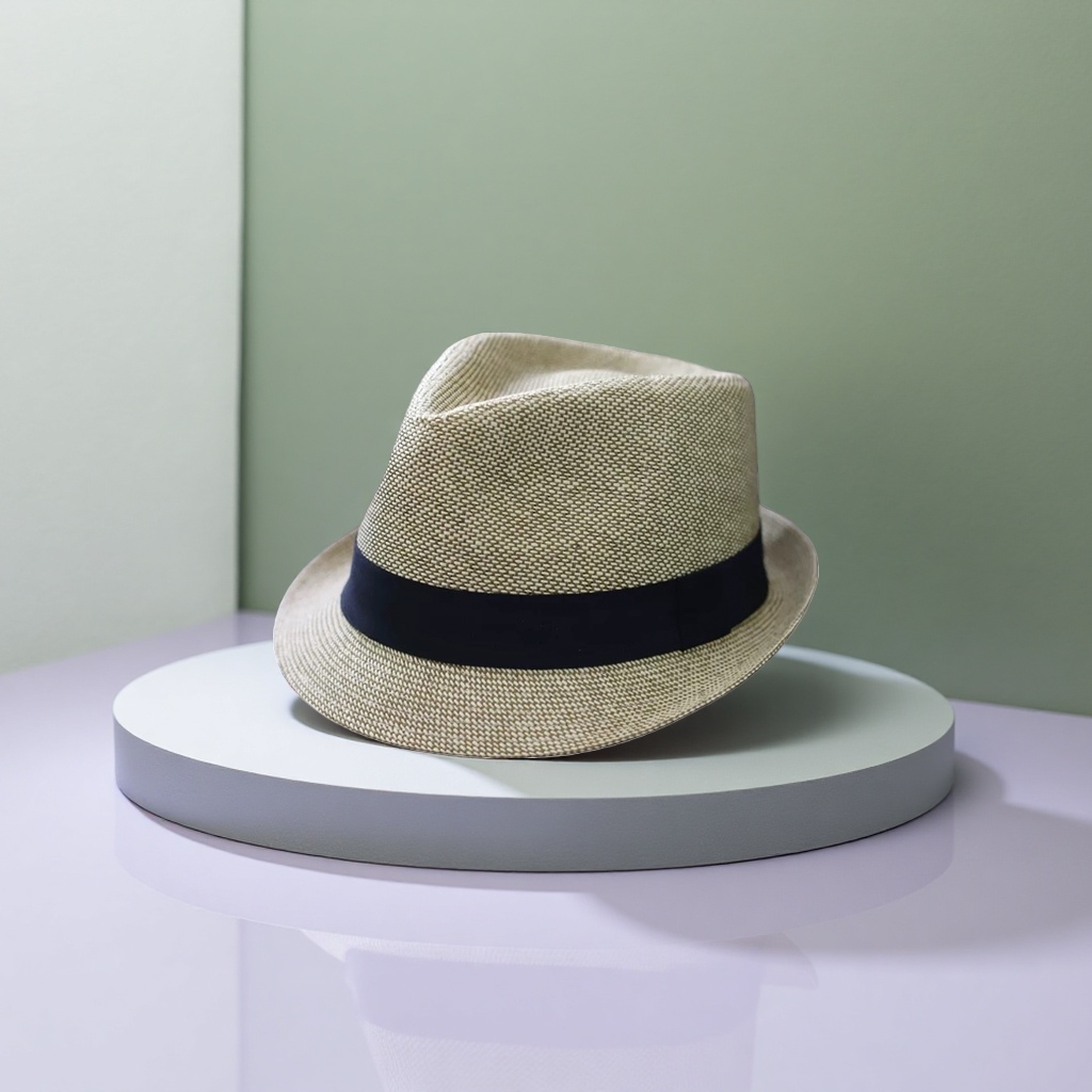 The beige woven top hat is fashionable and versatile. Winter hats are polite, fashionable, trendy and simple Specification image