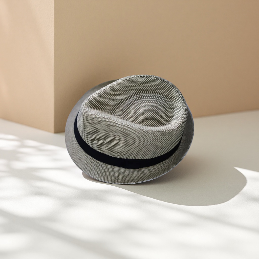 The beige woven top hat is fashionable and versatile. Winter hats are polite, fashionable, trendy and simple details Picture