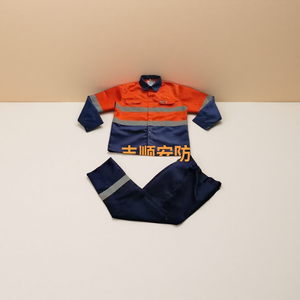 橙色深蓝拼接反光条工作服套装防静电耐磨透气舒适220307411细节图