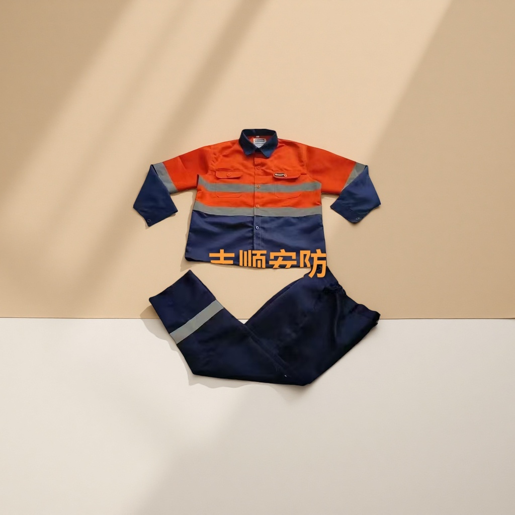橙色深蓝拼接反光条工作服套装防静电耐磨透气舒适220307411产品图