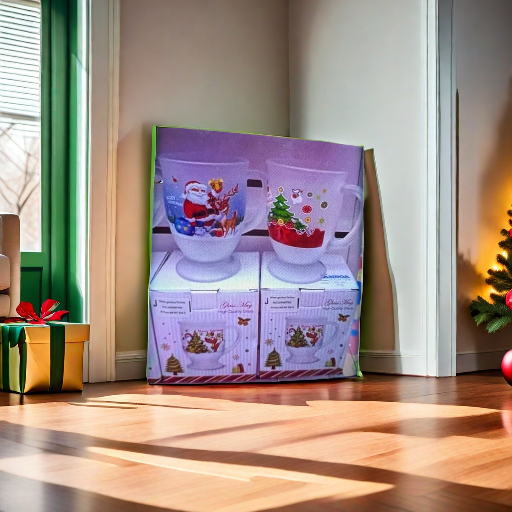 Christmas-themed glass cup gift box, warm and heat-resistant Christmas gift, home decorative cup Application Scenario