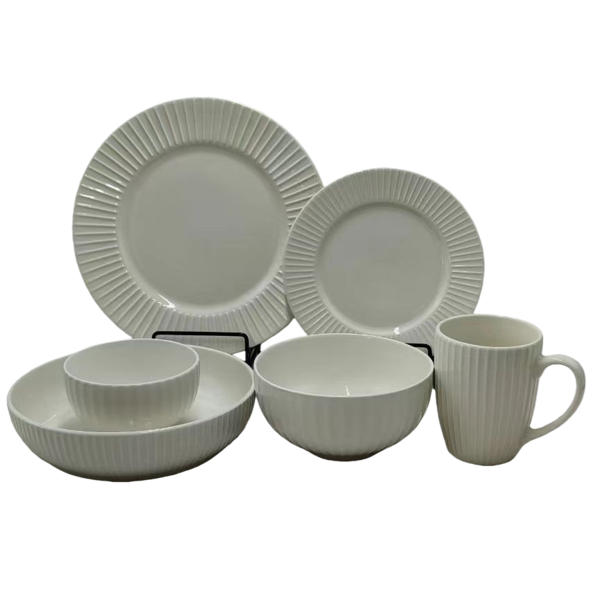 White ceramic tableware, plates, bowls and cups, home set, simple and daily-use Item Picture