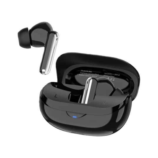 Black wireless Bluetooth headphones with charging case, noise-cancelling, clear sound quality, portable wireless headphones Item Picture