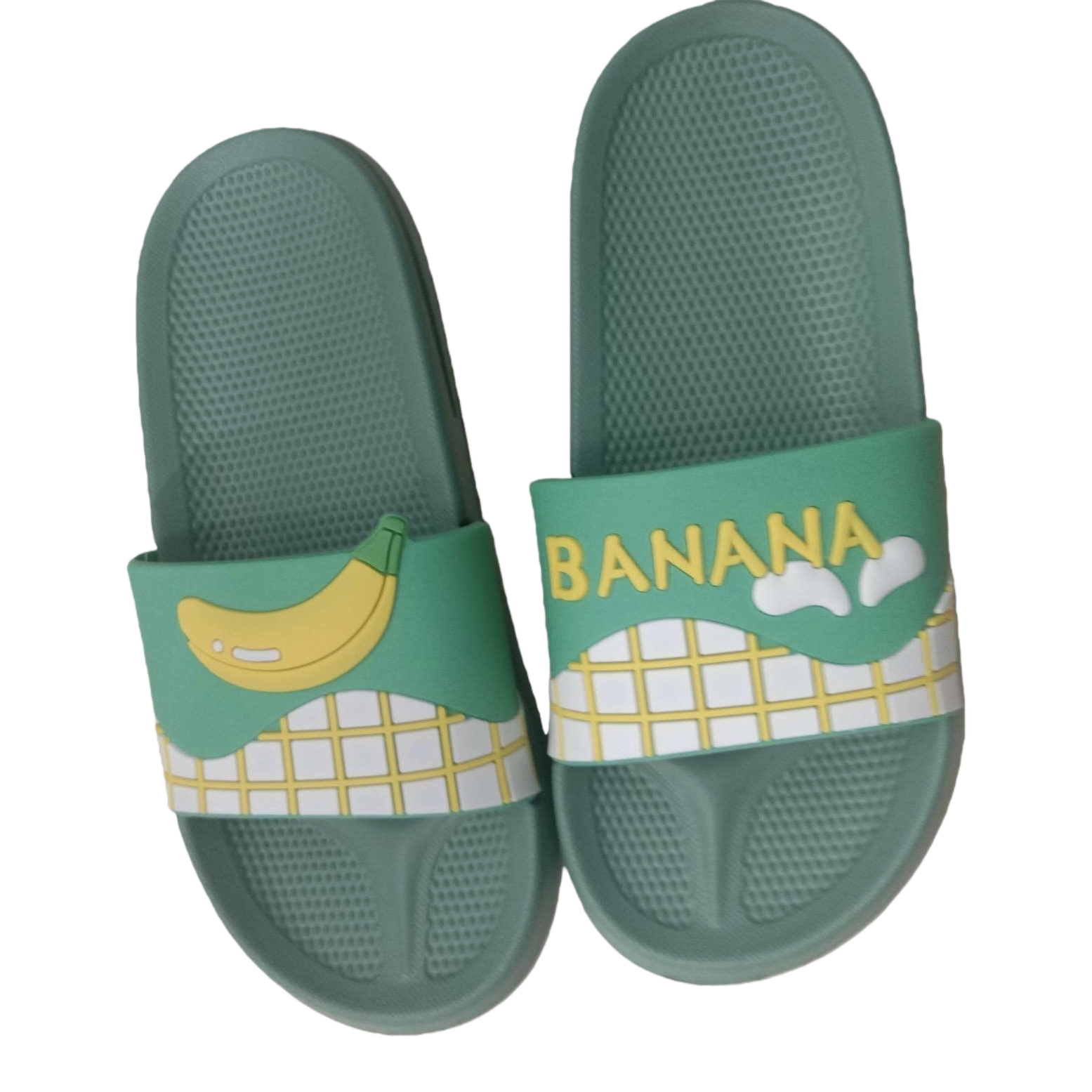 Cartoon banana pattern slippers with anti-slip soft soles, comfortable for home use, men's and women's styles Item Picture