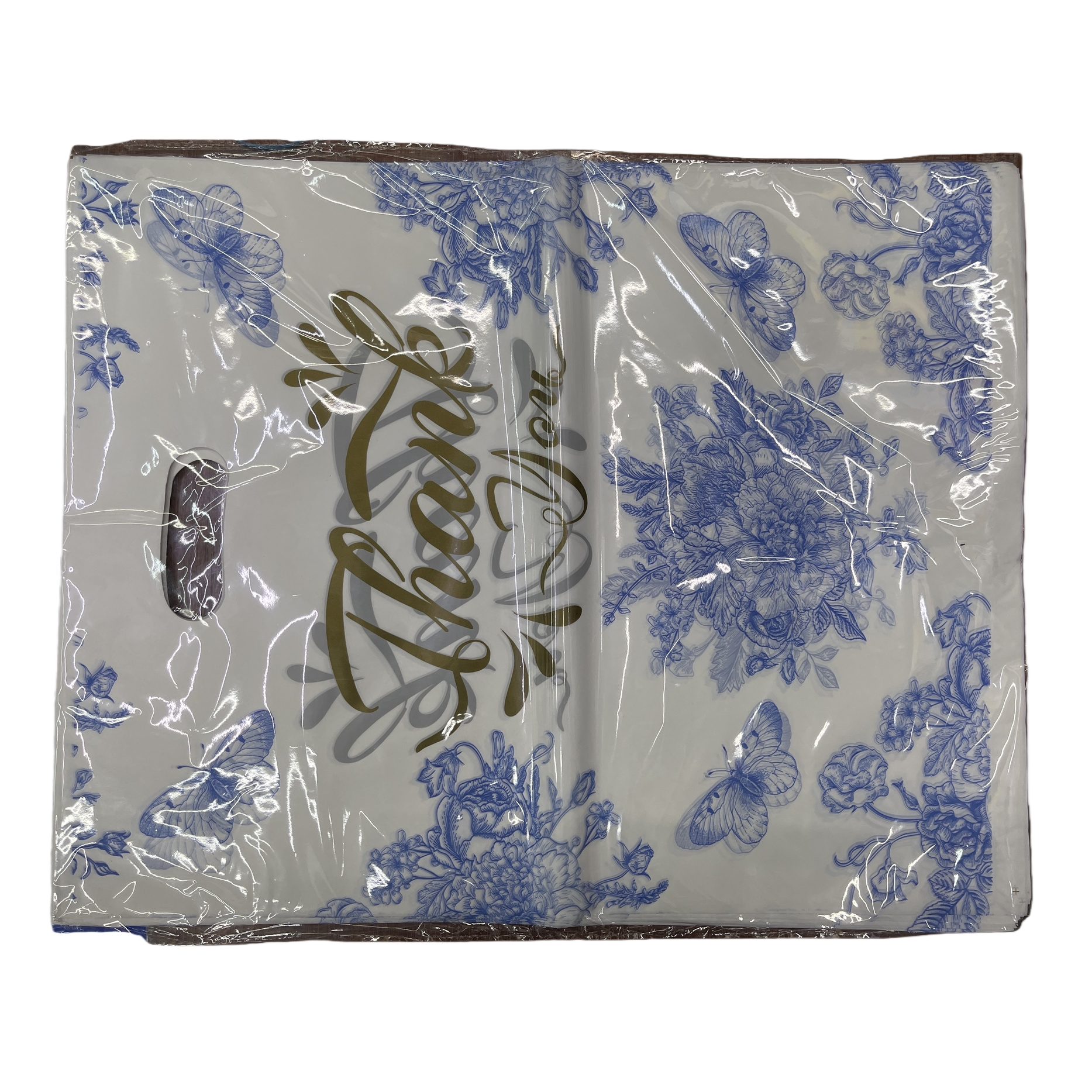 Blue floral butterfly pattern white handbag Item Picture