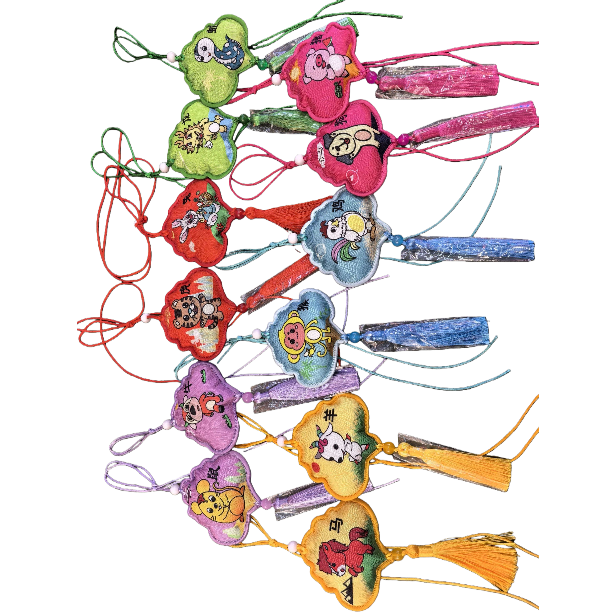 彩色刺绣十二生肖挂饰中国风家居装饰摆件年兽挂件白底实物图