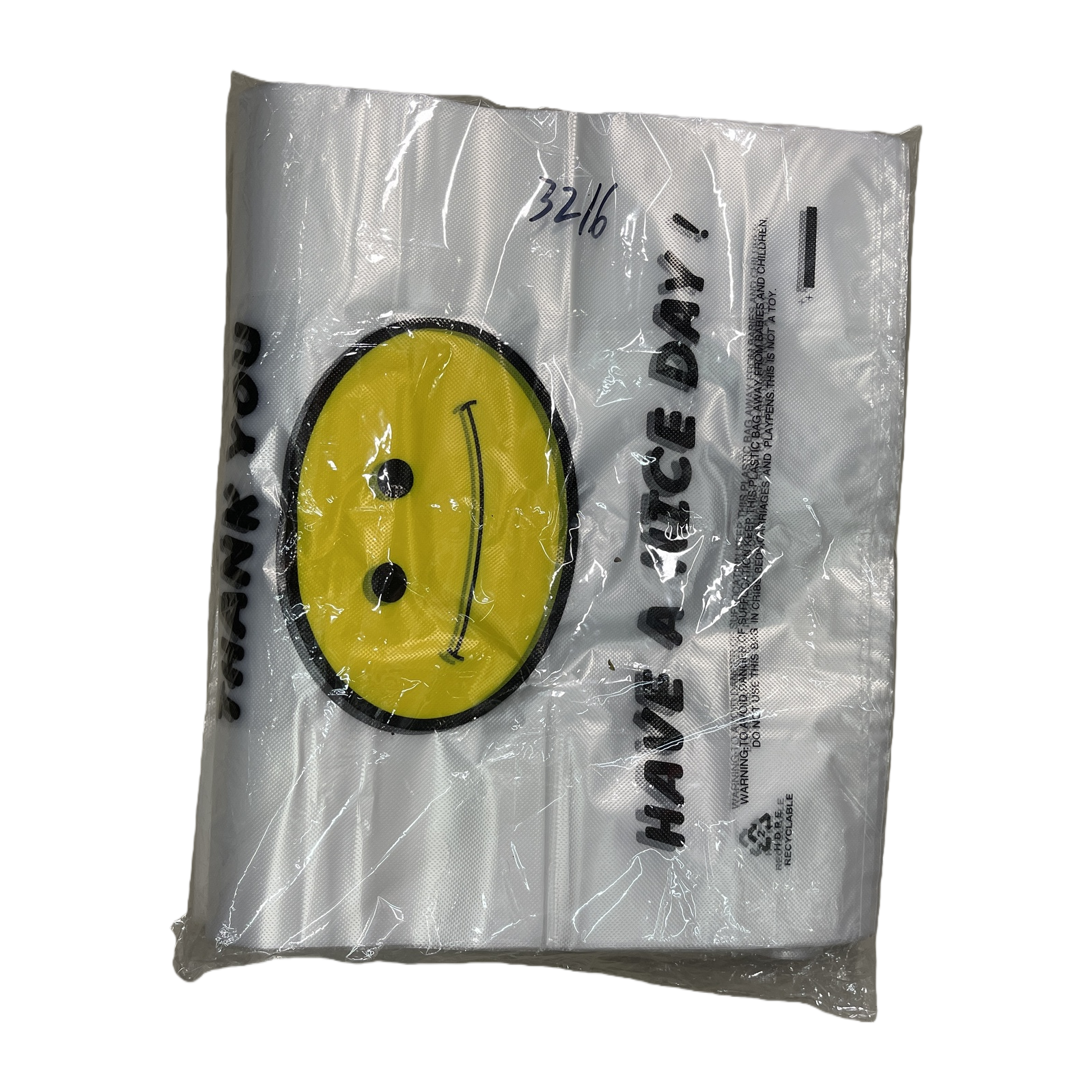 Smiling face pattern plastic bags, daily storage bags, large transparent household bags Item Picture