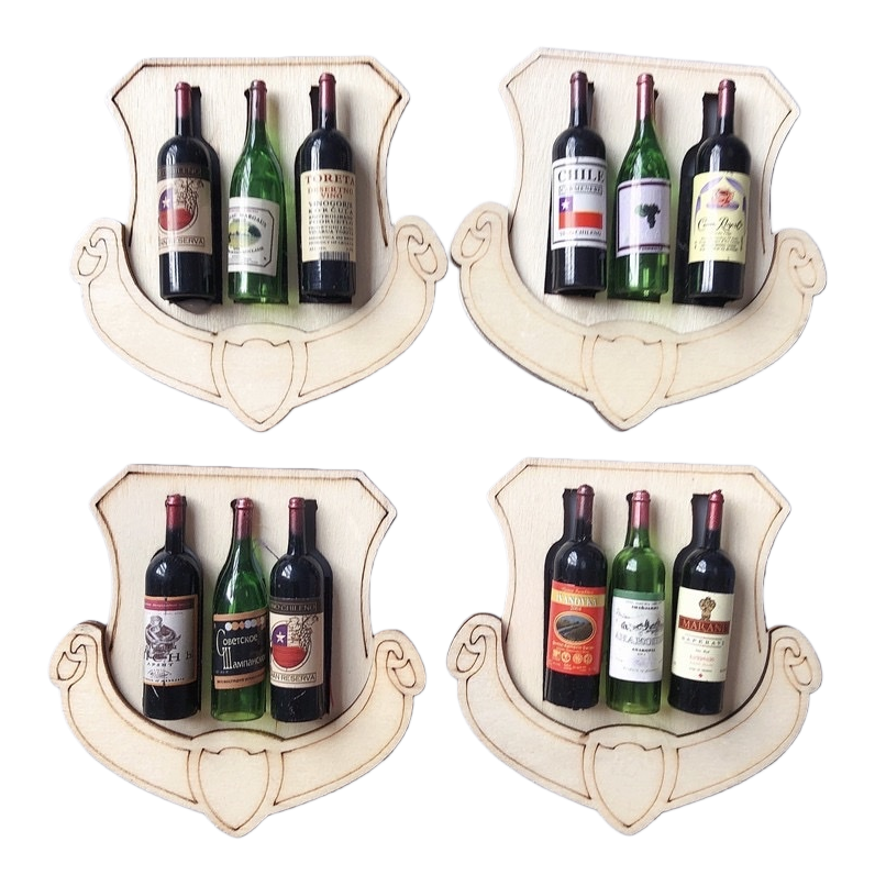 Mini wine bottles, wooden wine racks, simulated fruit wooden boxes, notebook desktop layout Item Picture
