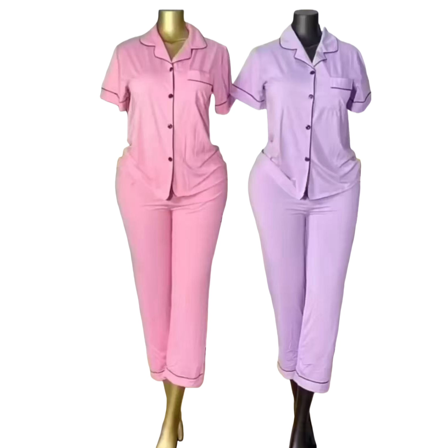 粉色浪漫睡衣套装淡紫色优雅家居服女装女宽松韩版