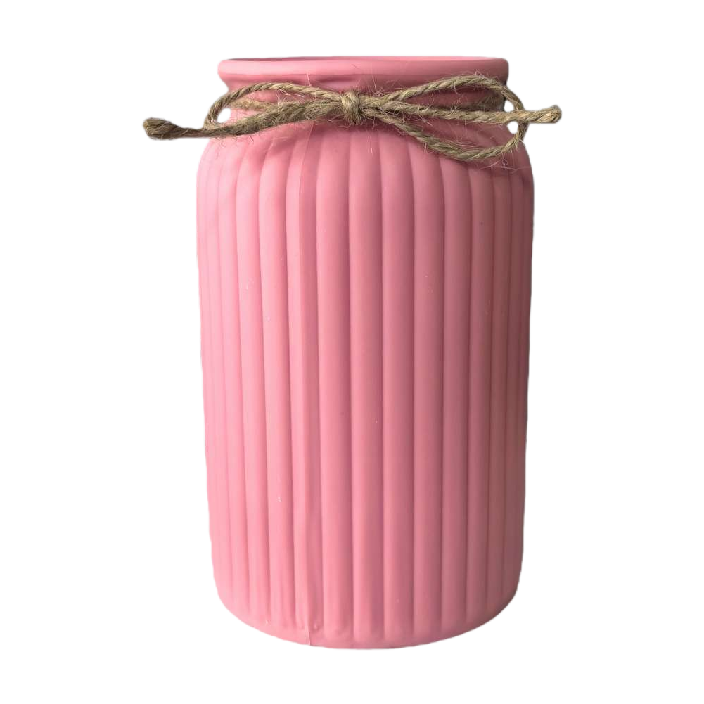 Pink vertical striped vase, a simple Nordic-style ceramic vase for home decoration