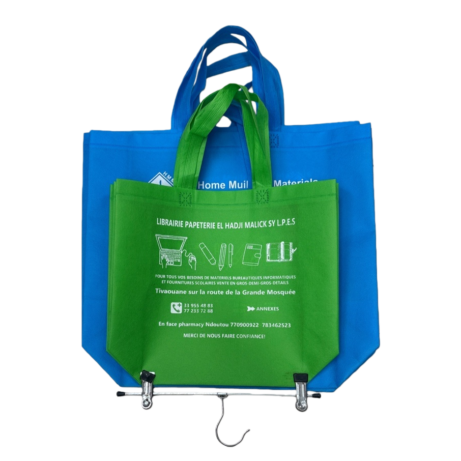 The green and blue eco-friendly shopping bags are large-capacity, reusable, portable, lightweight and durable Item Picture