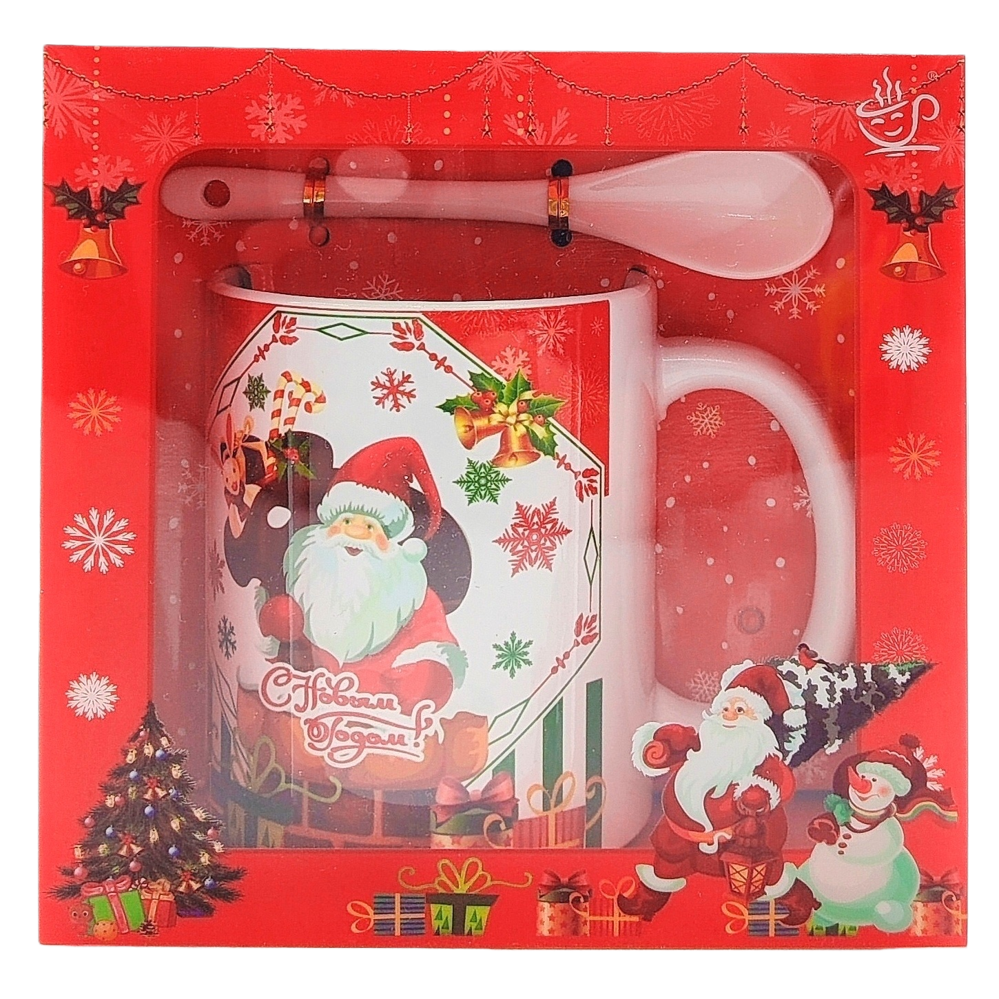 Christmas cup and spoon set gift box containing Santa Claus mugs Item Picture