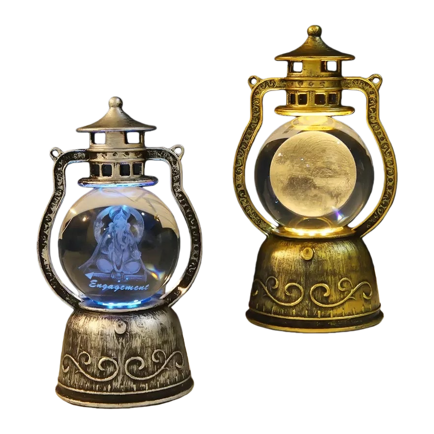 A small revolving lantern with an inlaid crystal ball and a night light decoration Item Picture