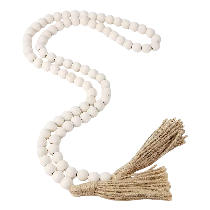 白色木珠串流苏装饰项链简约时尚配饰
