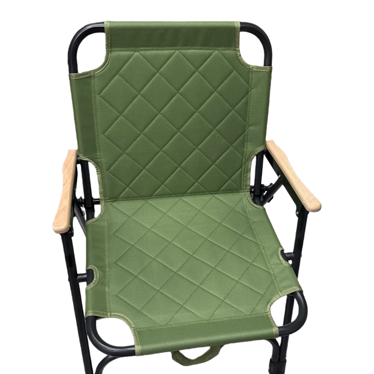 The green folding chair is a portable and lightweight outdoor picnic and leisure seat
