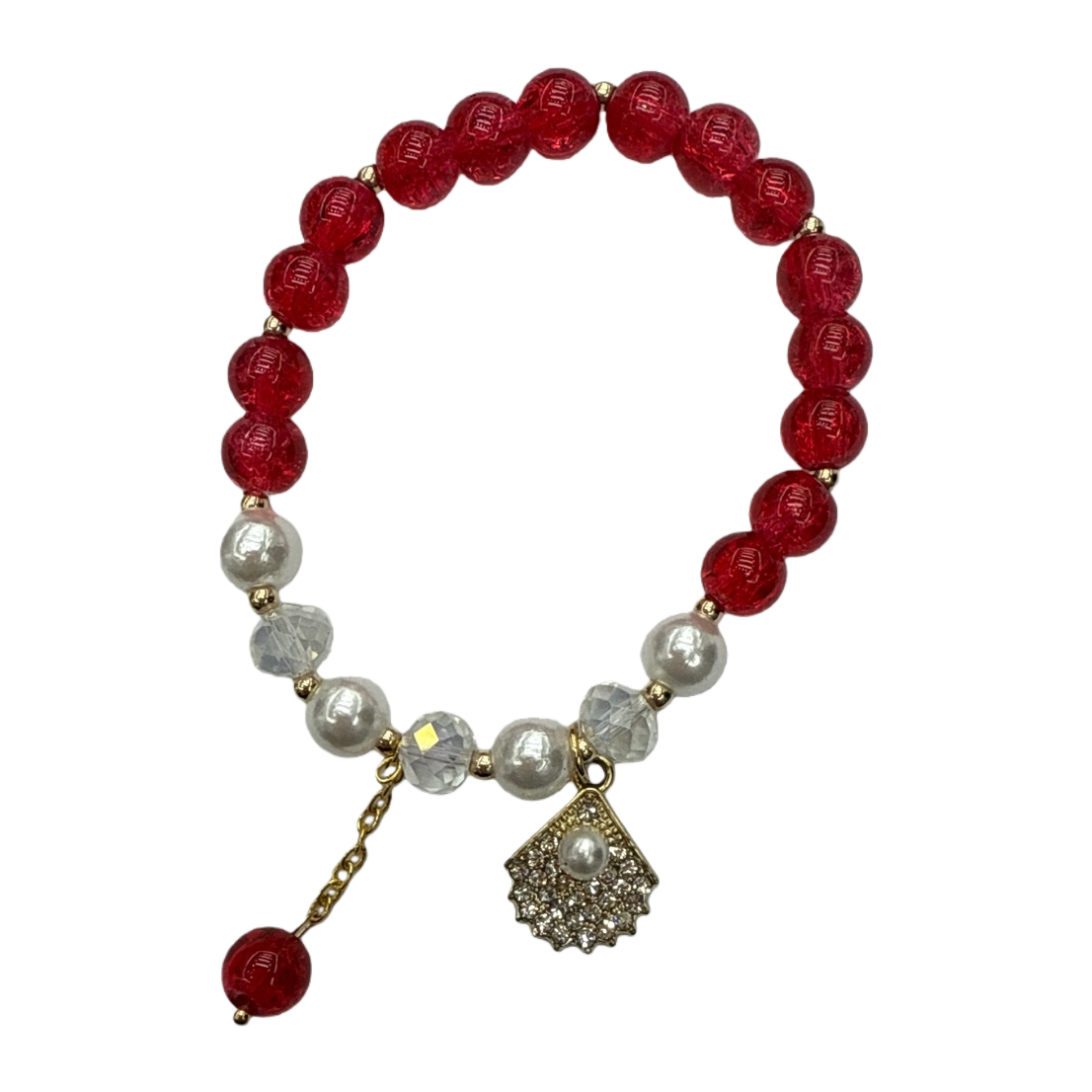 Red flower bead bracelet imitating pearl is a simple and fashionable accessory for girls as a gift Item Picture