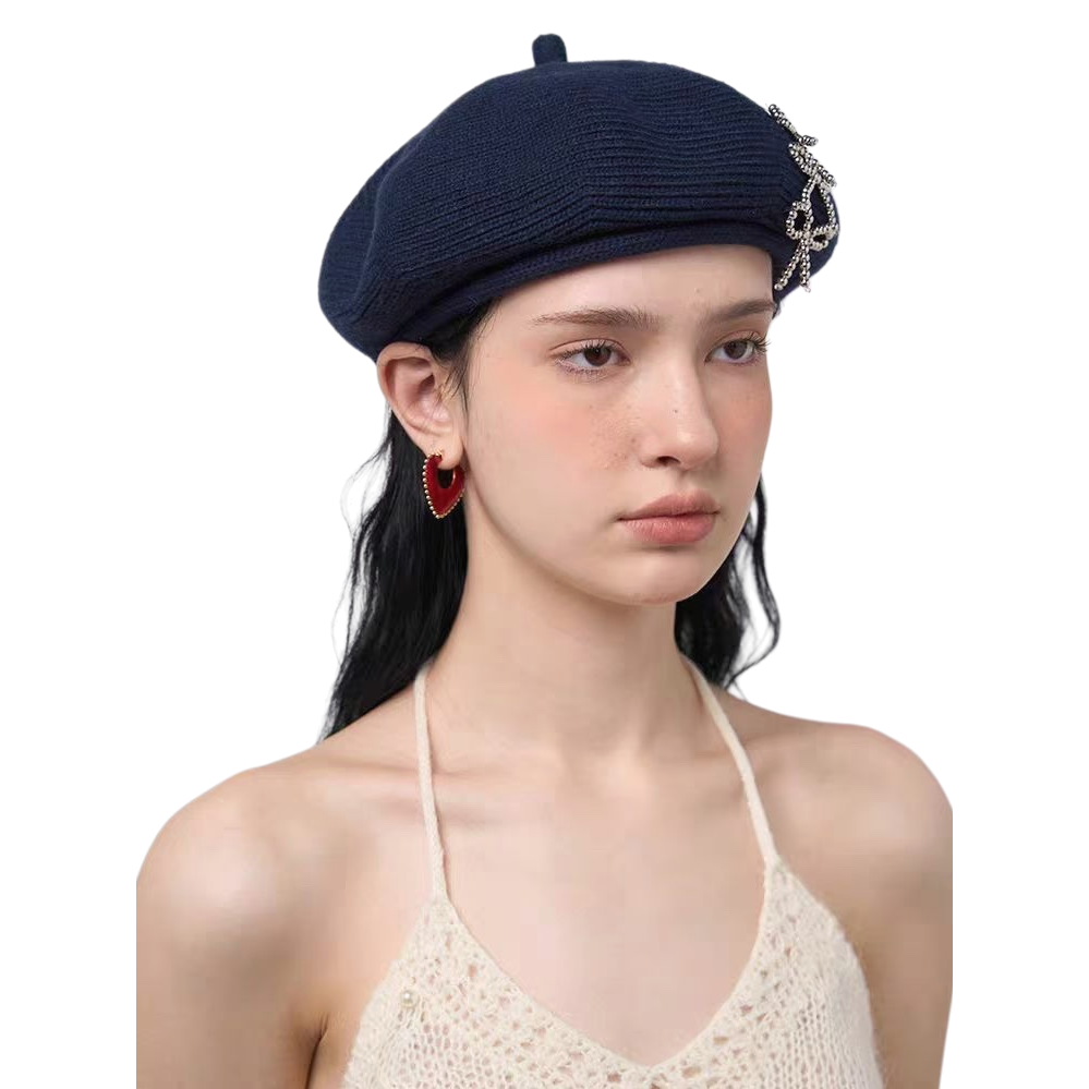 Fashionable women's beret, Korean-style woolen retro top hat, spring and autumn hats for women, making the face look smaller