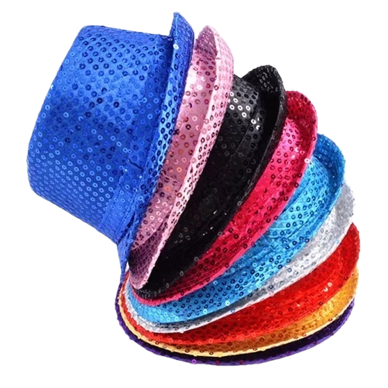 Colorful sequined top hat for women, a fashionable holiday party hat Item Picture