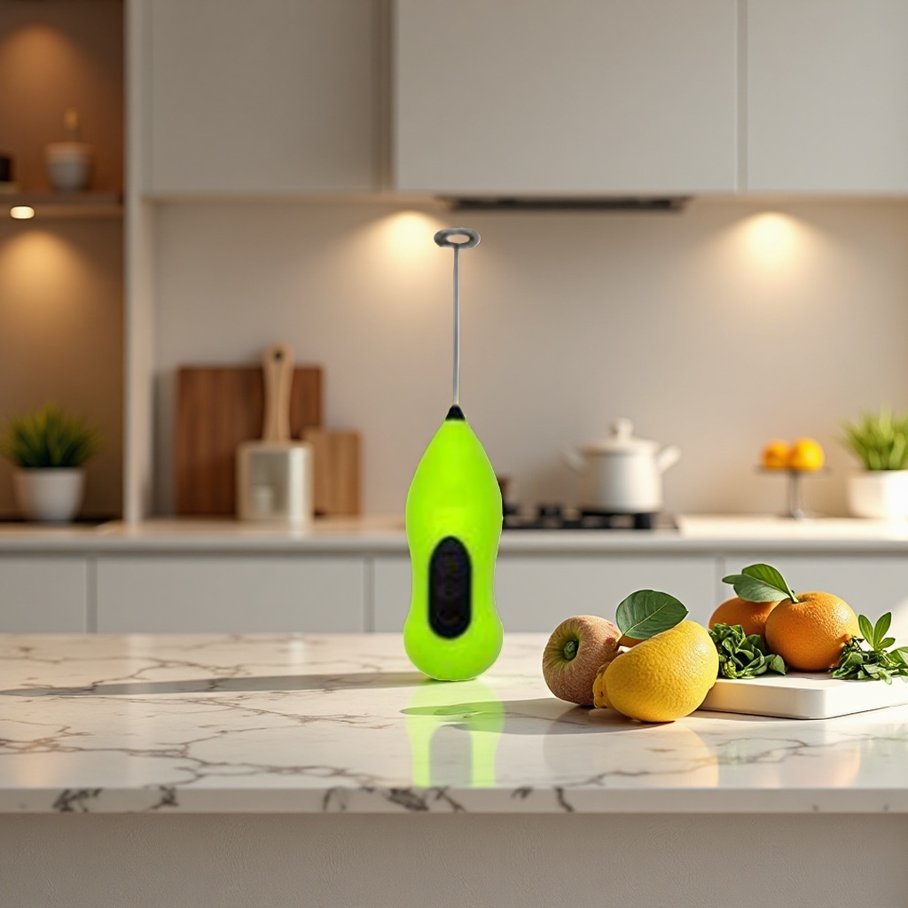 The green handheld stirrer is a portable electric stirring rod and a household kitchen tool Specification image