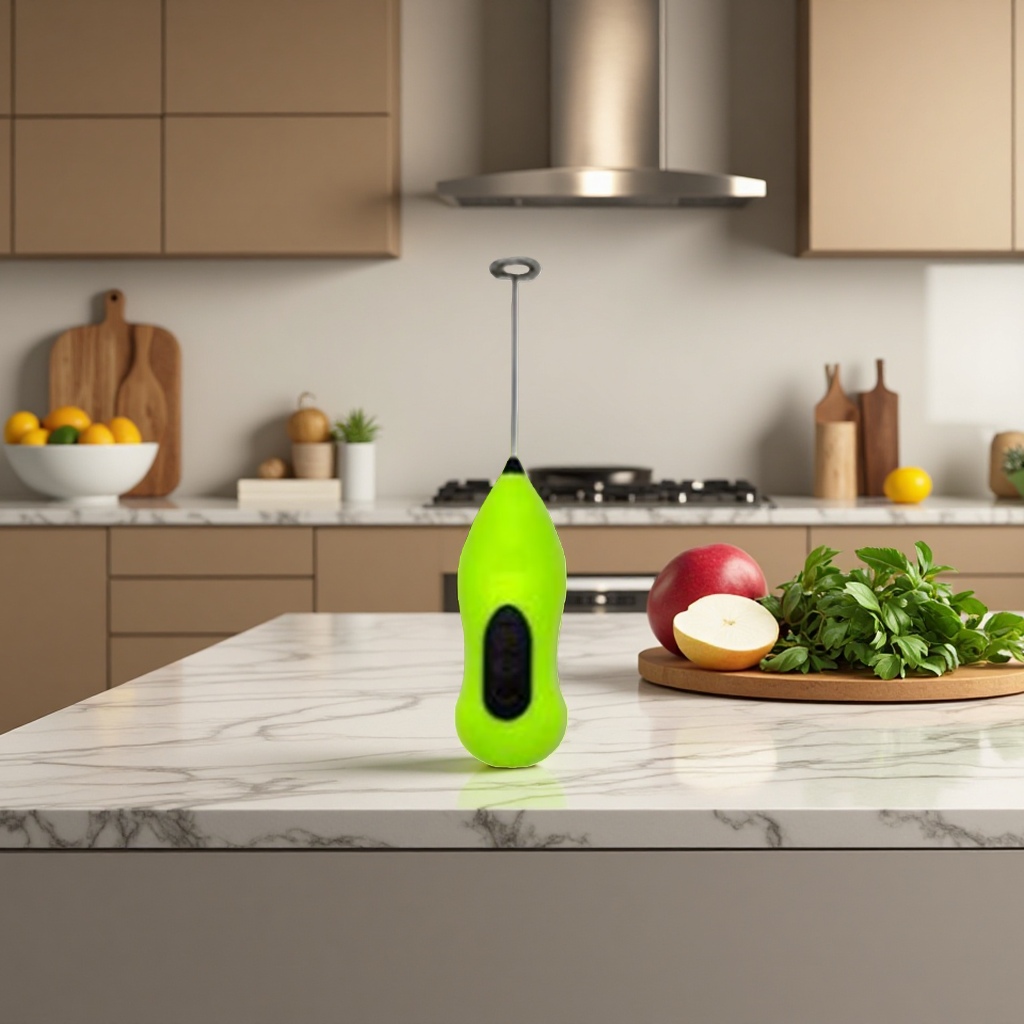 The green handheld stirrer is a portable electric stirring rod and a household kitchen tool Application Scenario