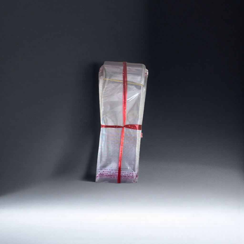 Large, thickened transparent plastic bag that can be reused for storage