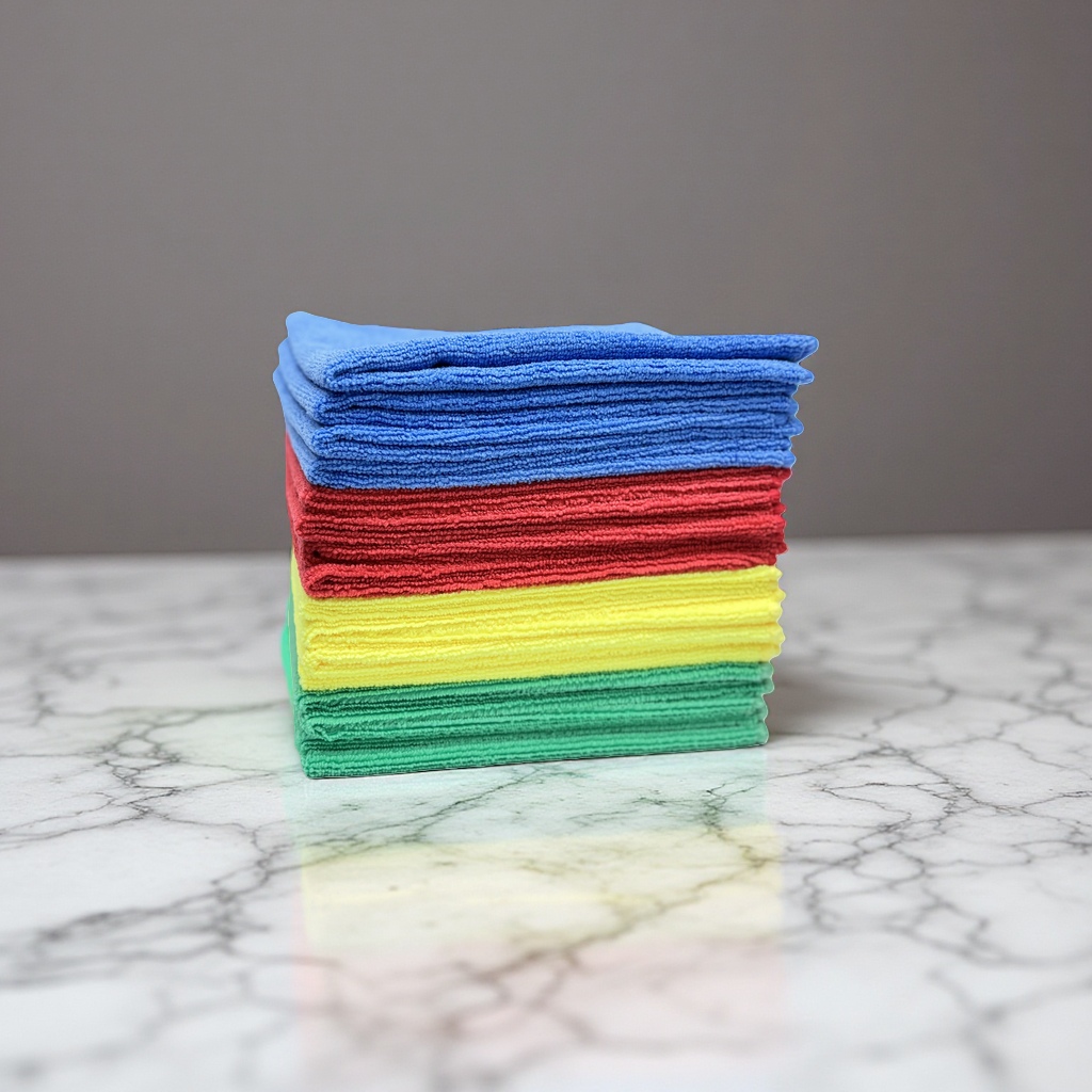 Amazon's basic microfiber cleaning cloth features super water absorption, no lint, no stains, and no wear. It is reusable and washable Specification image