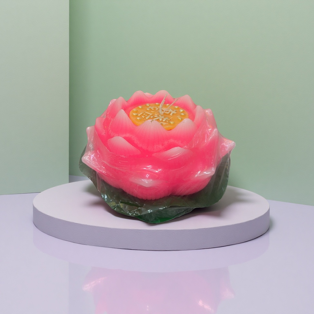 粉色莲花造型香薰蜡烛 优雅浪漫家居装饰烛台