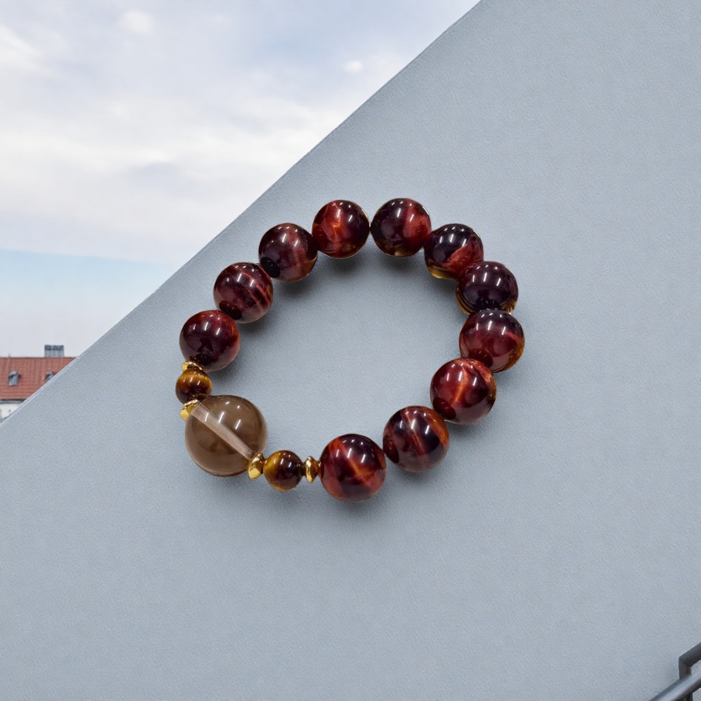 Rojo ojo de tigre piedra natural pulsera mujer moda accesorios pulsera pulsera mano cadena pulsera mujer details Picture