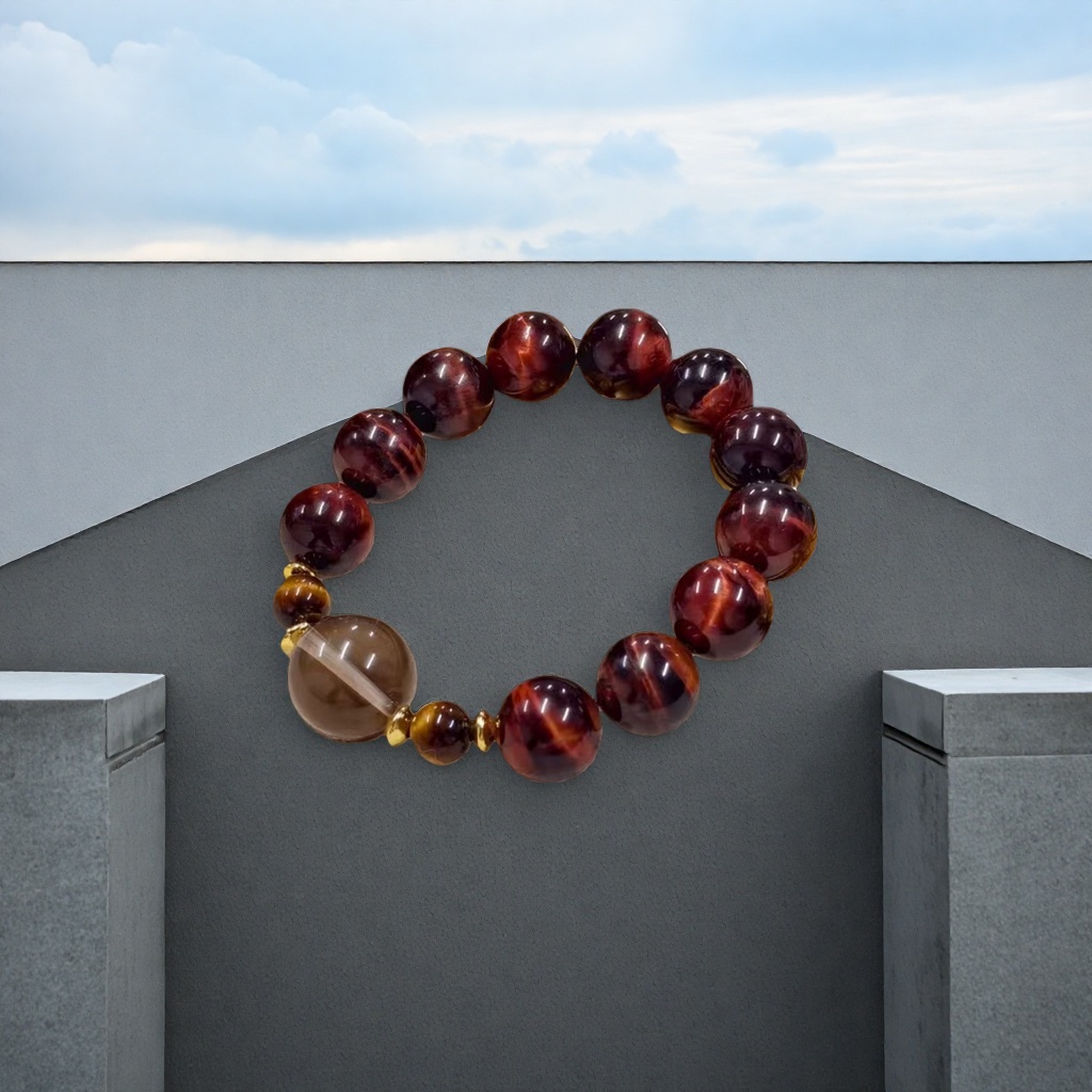Rojo ojo de tigre piedra natural pulsera mujer moda accesorios pulsera pulsera mano cadena pulsera mujer Specification image