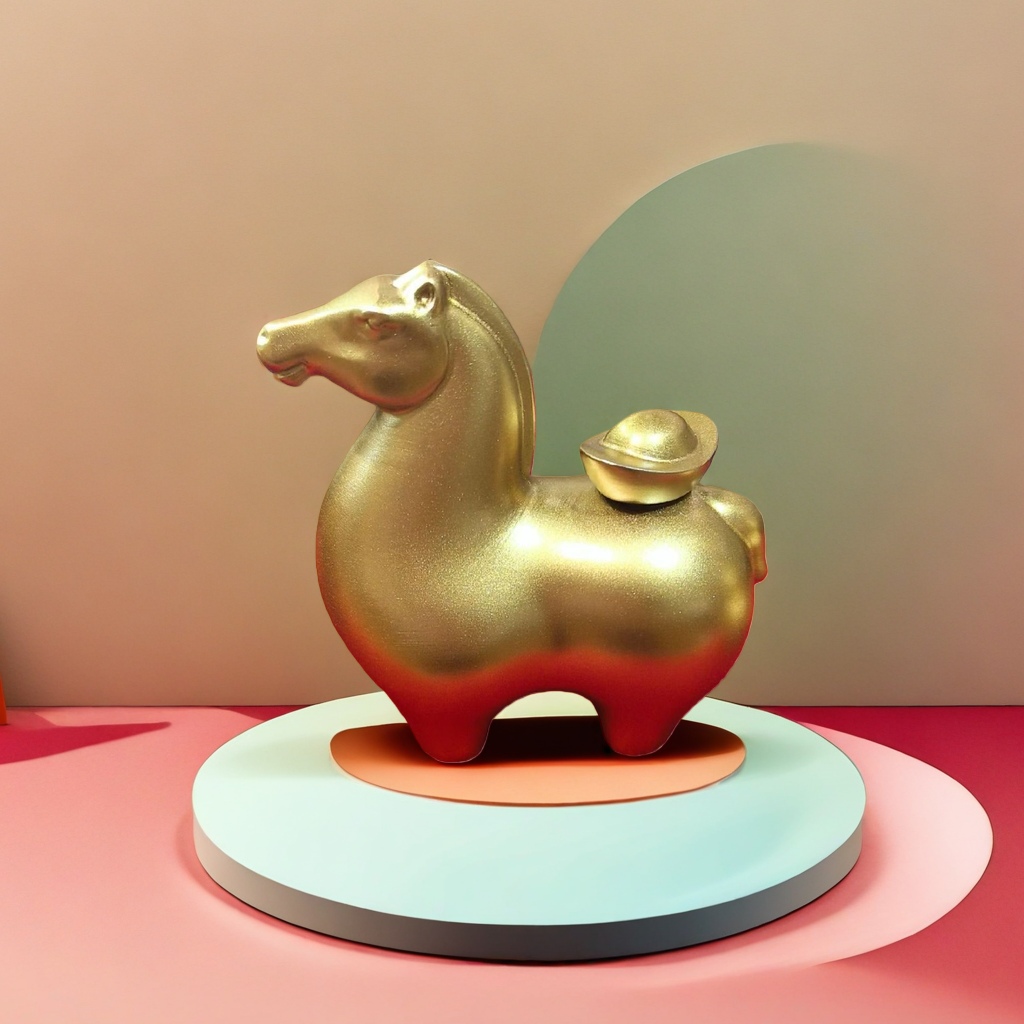 Golden horse-shaped ornaments, artistic decorative items, home ornaments, handicrafts ornaments