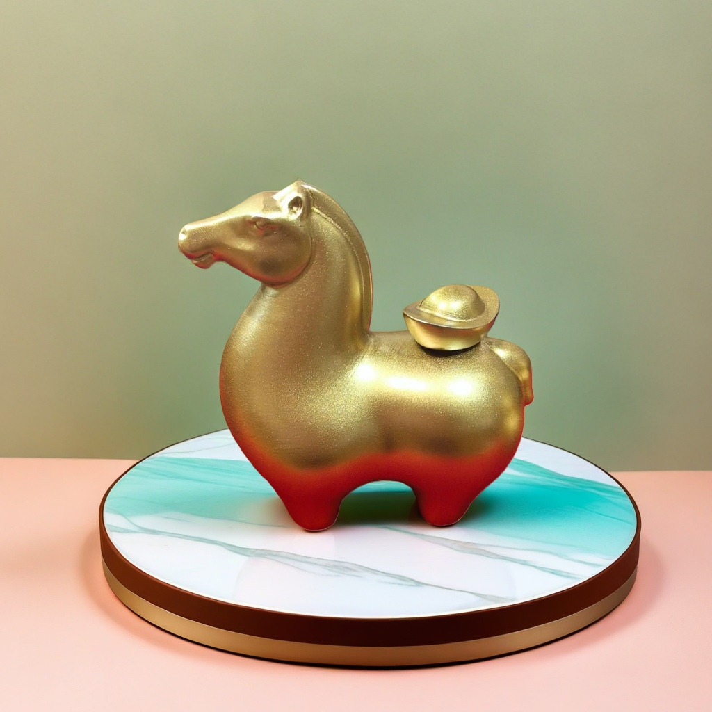 Golden horse-shaped ornaments, artistic decorative items, home ornaments, handicrafts ornaments Application Scenario