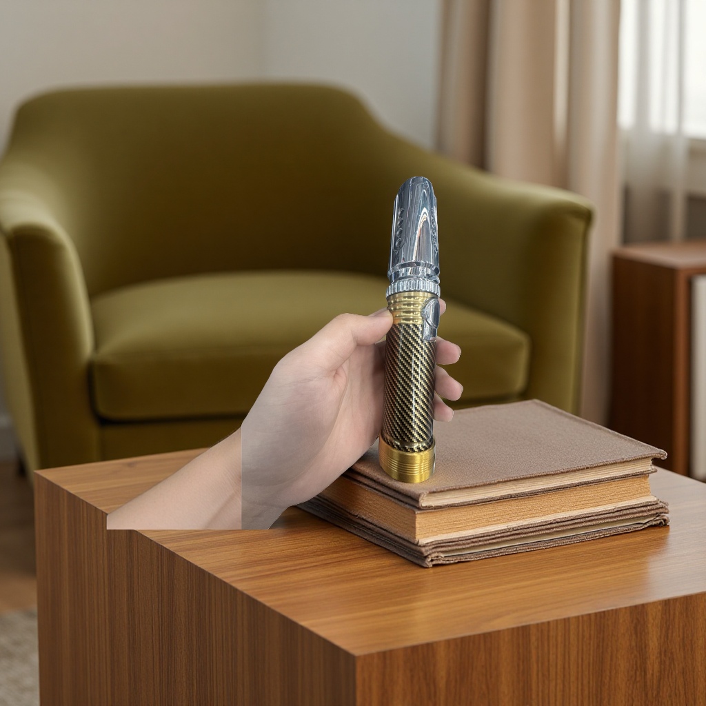 A portable anti-scald smoking device with a metallic texture handheld mouthpiece details Picture