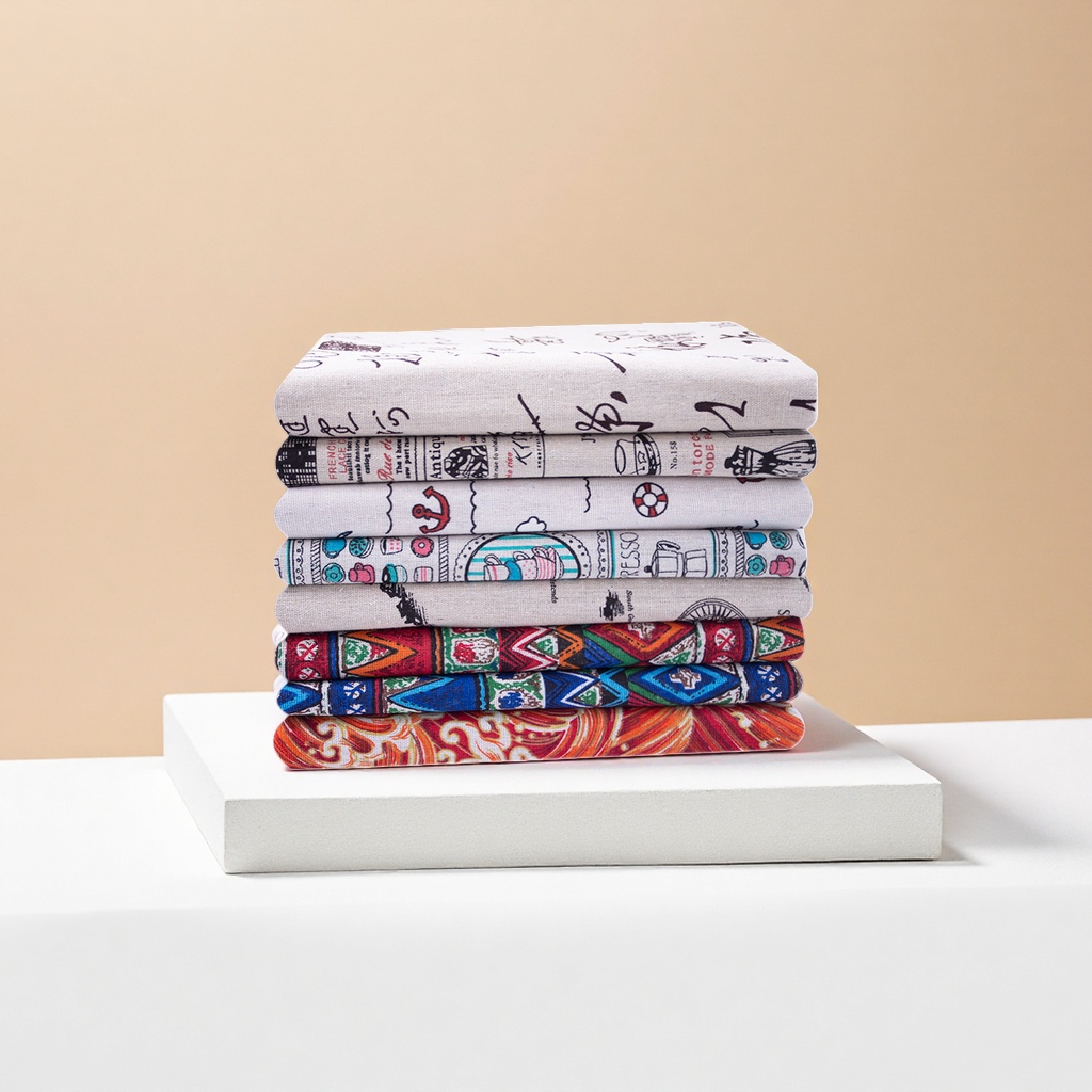 印花棉麻布料手工diy亚麻桌布装饰沙发窗帘布麻布花布背景布清仓