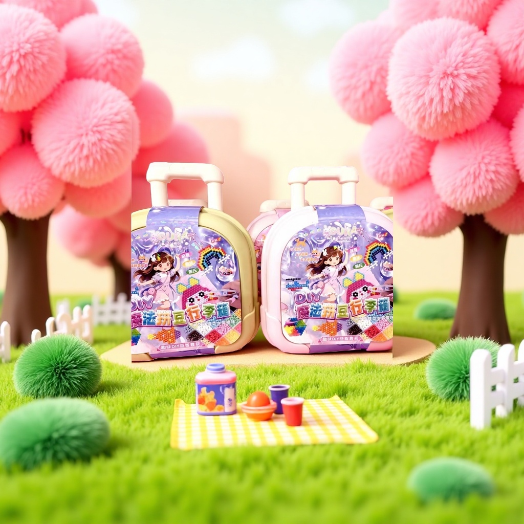 Children's DIY magic bean-making suitcase toy set can be assembled into creative handmade gifts