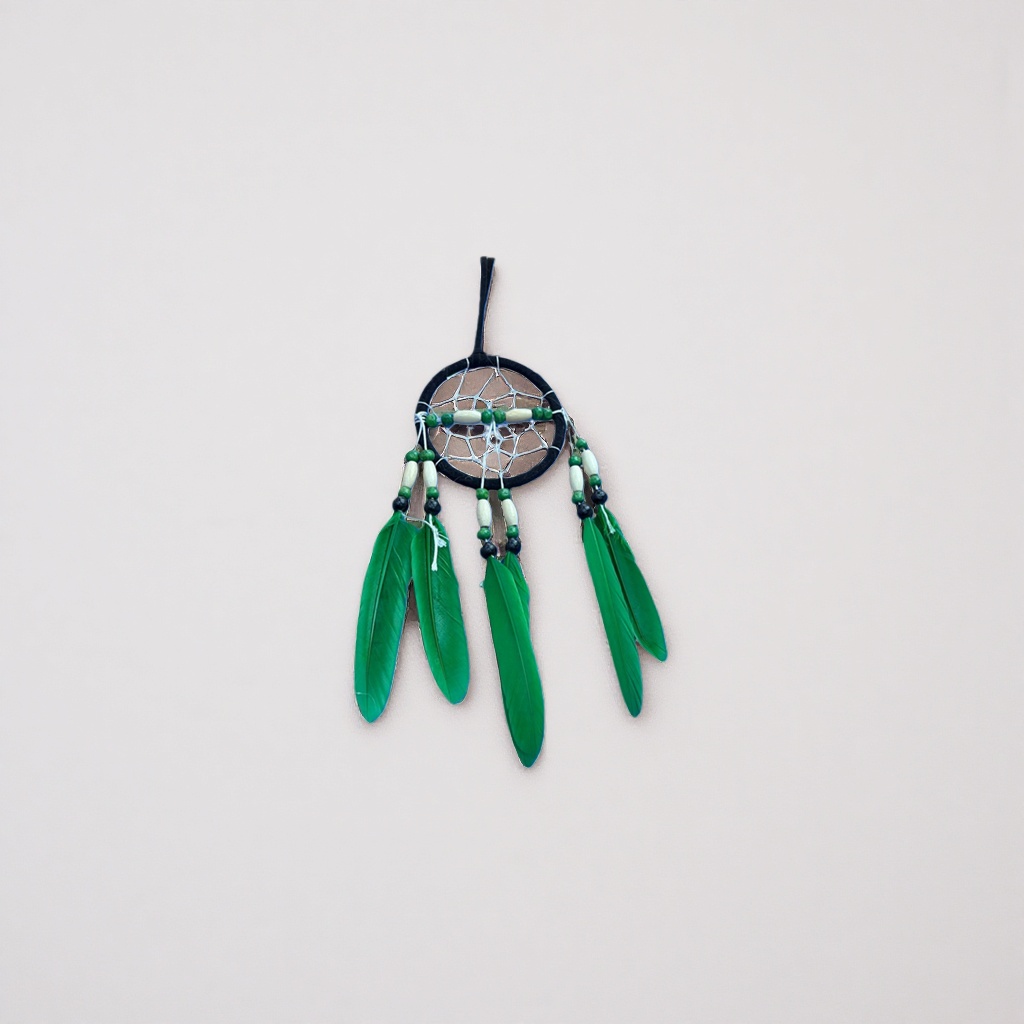 Colorful feather dreamcatcher, dreamy decorative pendant, home decor, soft furnishings details Picture