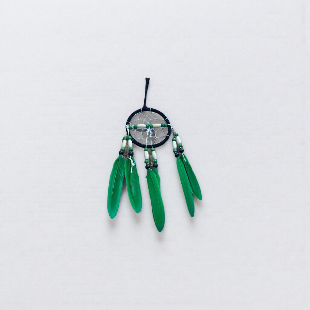 Colorful feather dreamcatcher, dreamy decorative pendant, home decor, soft furnishings