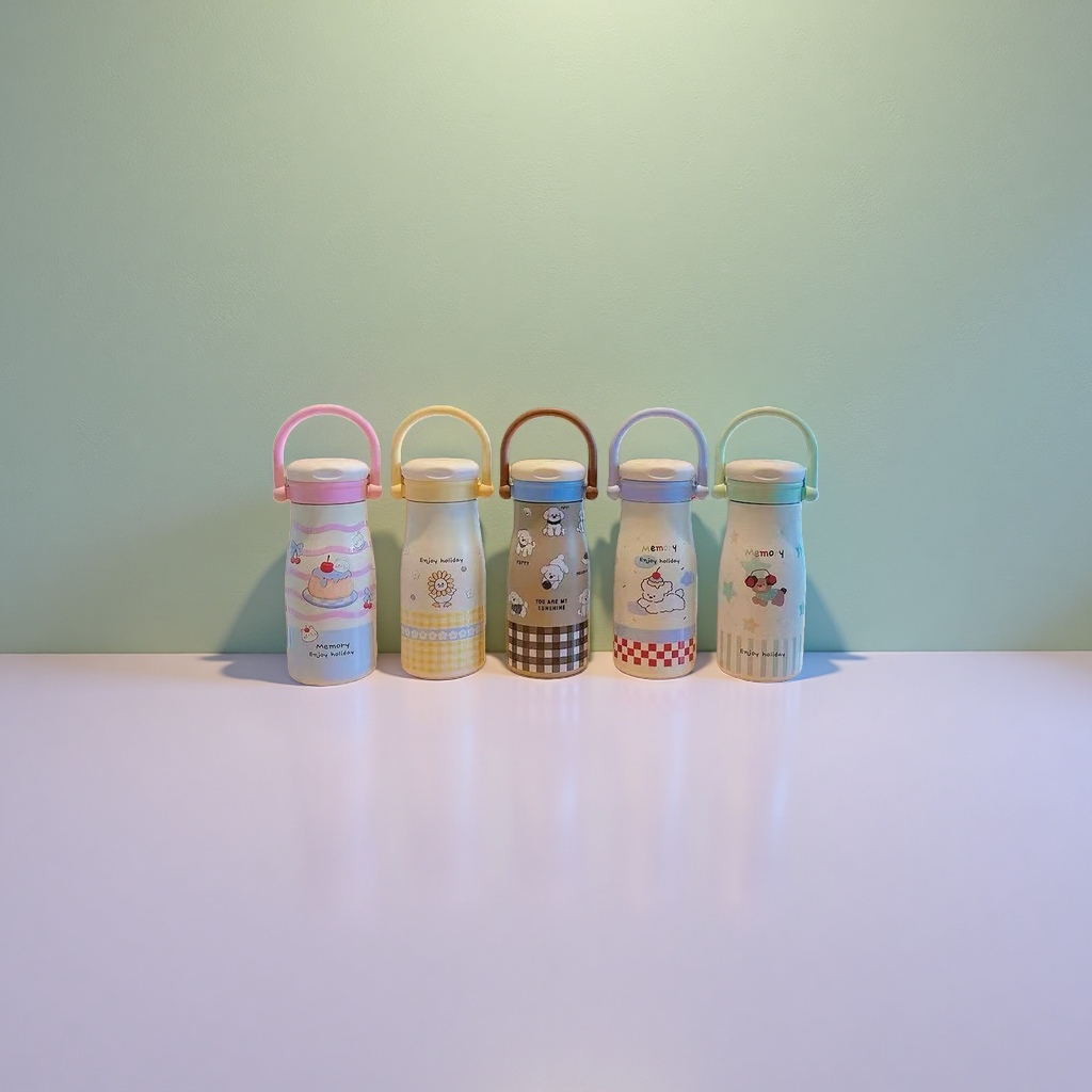 Cartoon handle insulated cup 180ml, heat-insulating and leak-proof, portable for office and home use