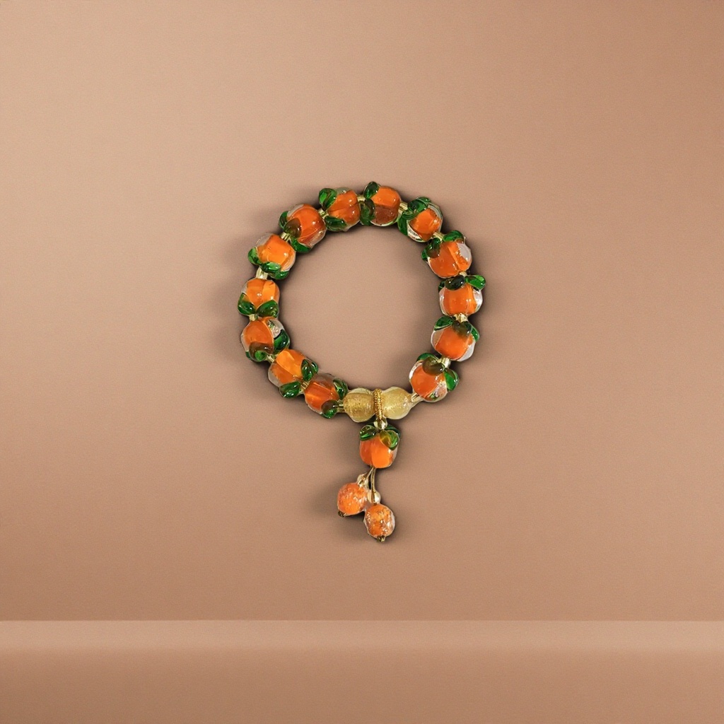 橙色南瓜造型手链珠子天然树脂手工饰品
