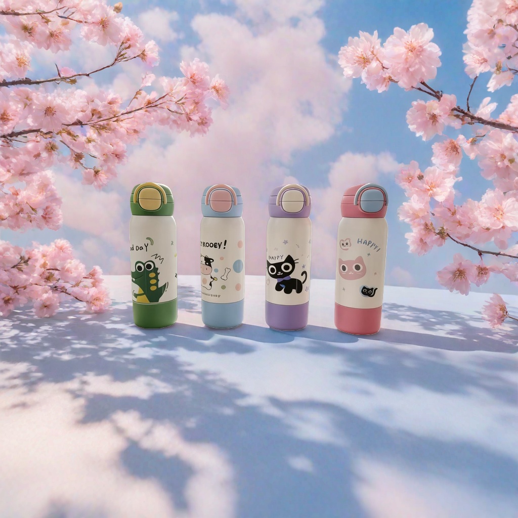 Cartoon-patterned cute insulated cup 280ml portable leak-proof large-capacity student office cup Specification image