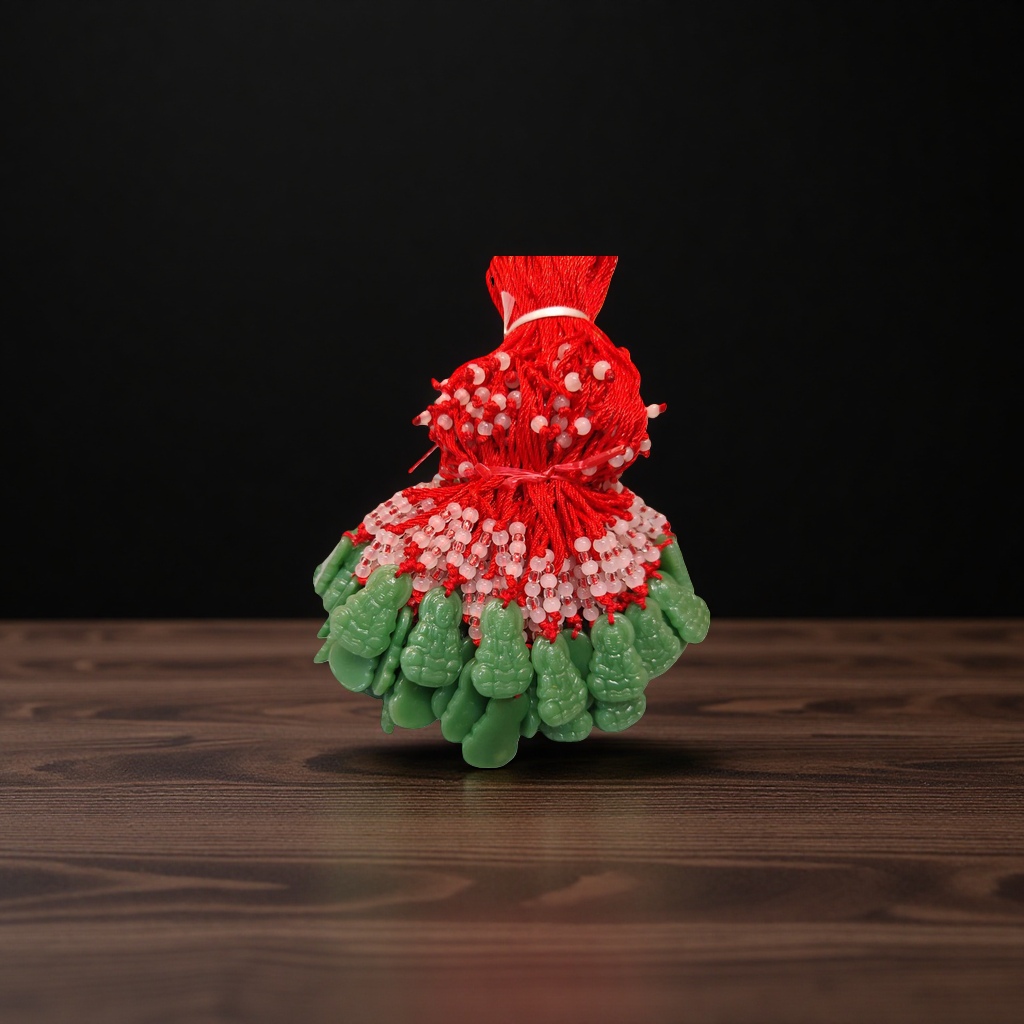 绿色玉雕佛像红绳结手链饰品122002389