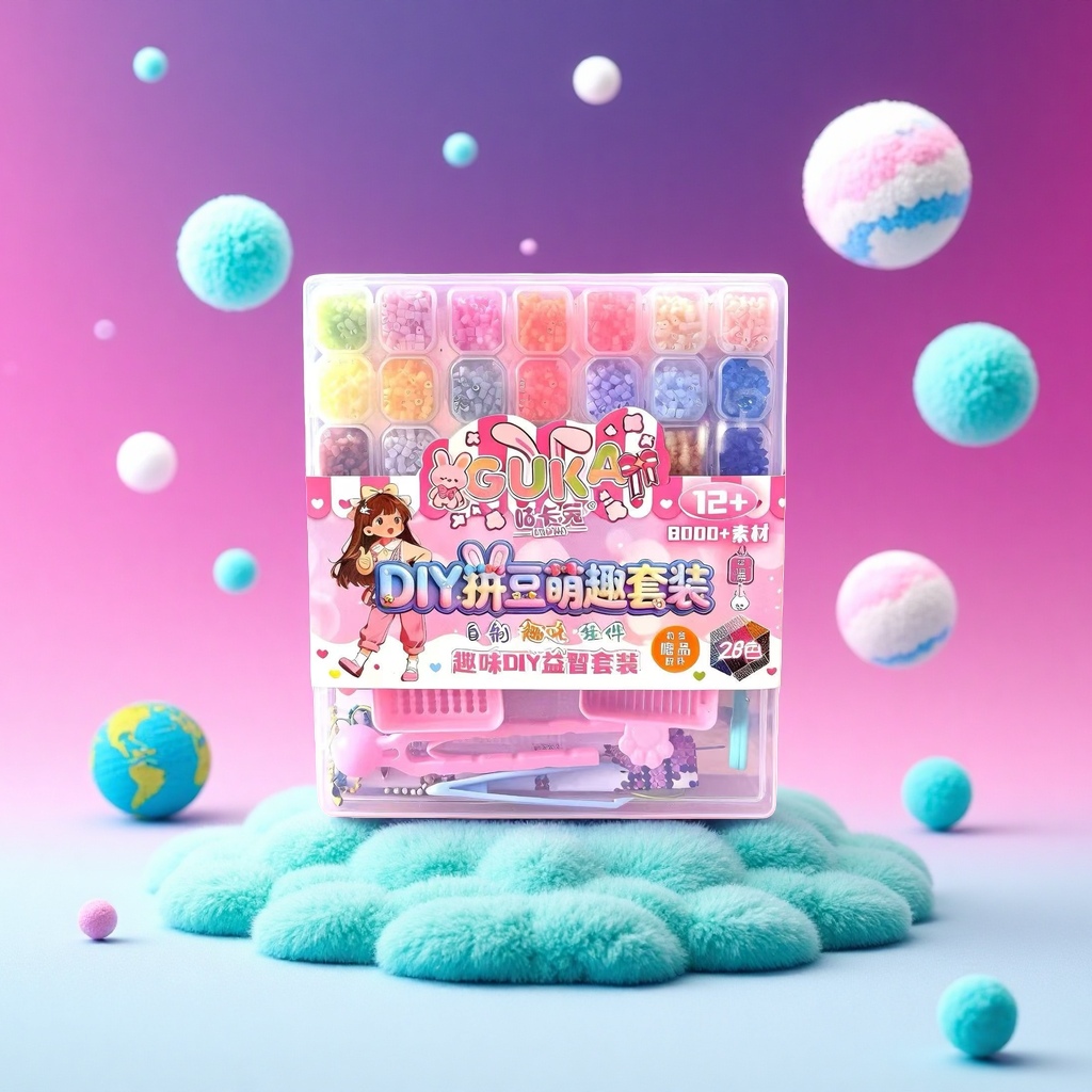 DIY Bean Puzzle Cute and Fun Set, adorable cartoon creative handmade material pack Specification image