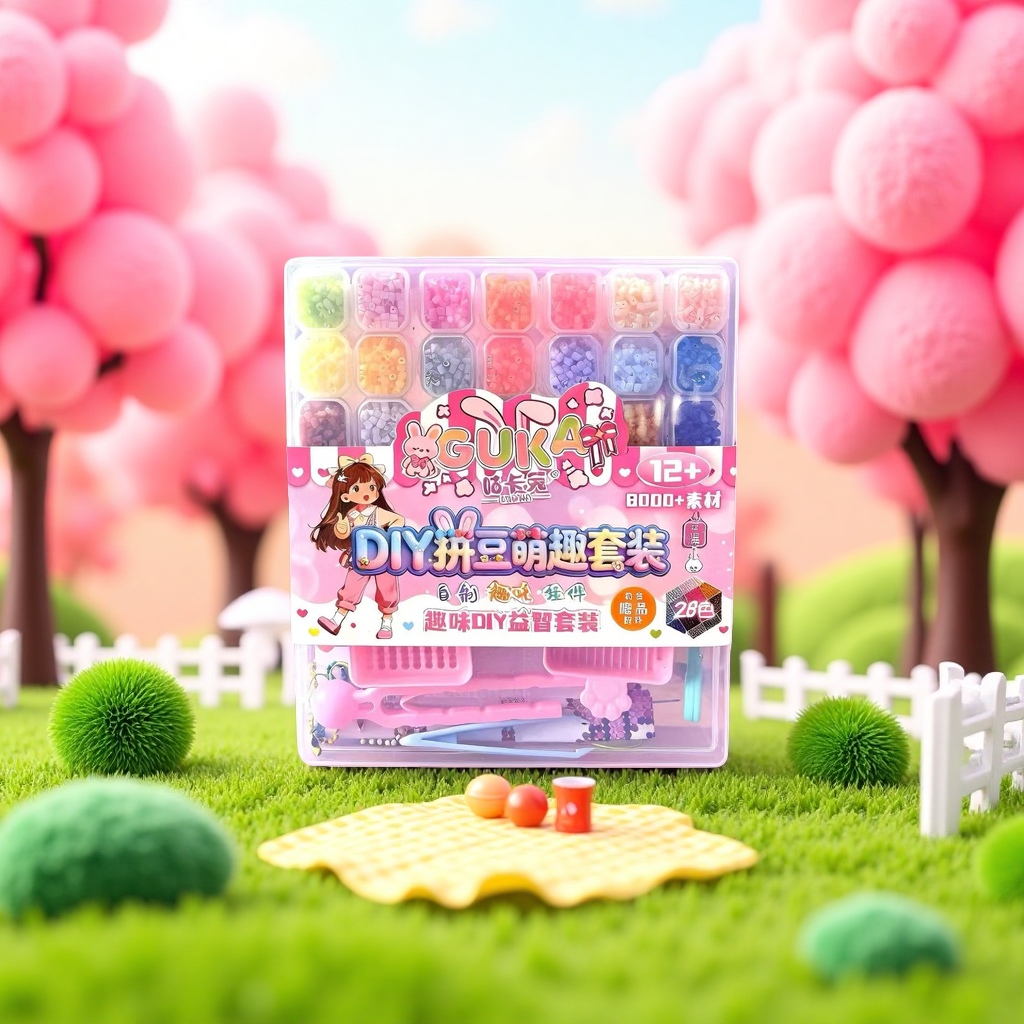 DIY Bean Puzzle Cute and Fun Set, adorable cartoon creative handmade material pack