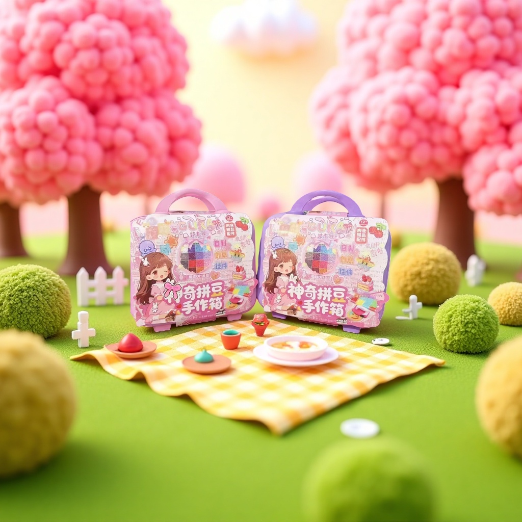 GUKA Guka Rabbit Magic Bean Puzzle Handmade Box, two 40-color creative pendant materials in pink and purple details Picture