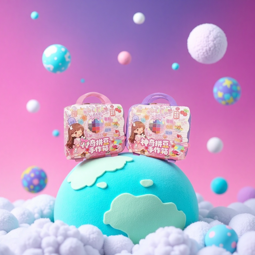 GUKA Guka Rabbit Magic Bean Puzzle Handmade Box, two 40-color creative pendant materials in pink and purple Specification image