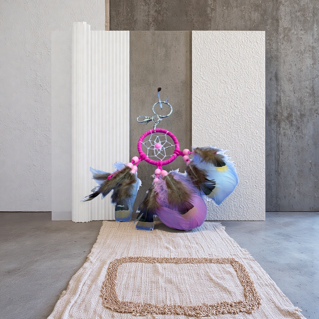 Pink woven Dream Catcher pendant Specification image