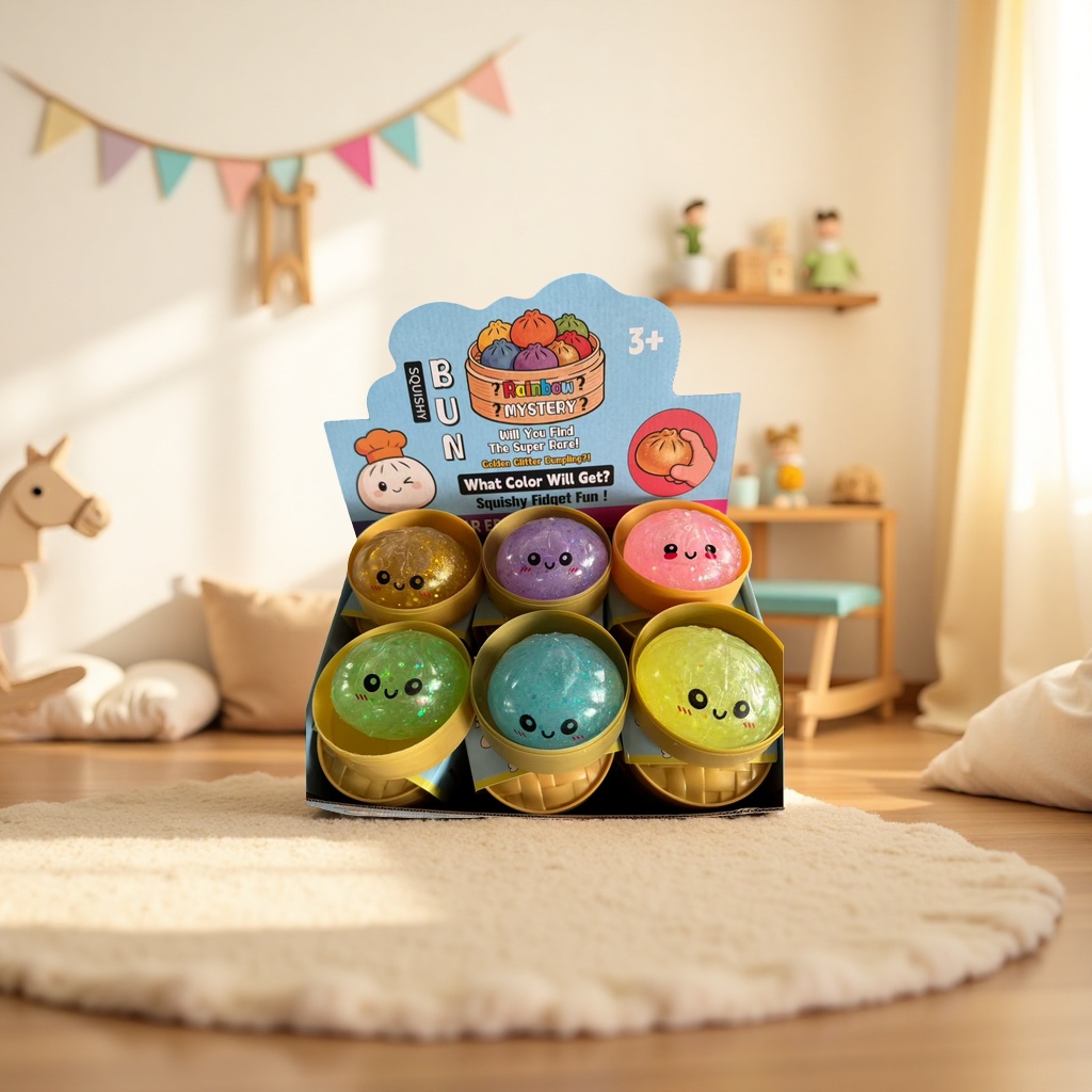 Colorful luminous steamed buns, soft rubber toys, children's educational toys for intelligence and early education details Picture