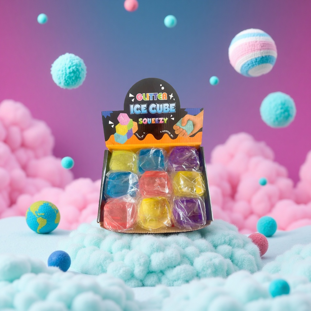 Colorful Glitter Ice Cube Squeezy cube toy Specification image
