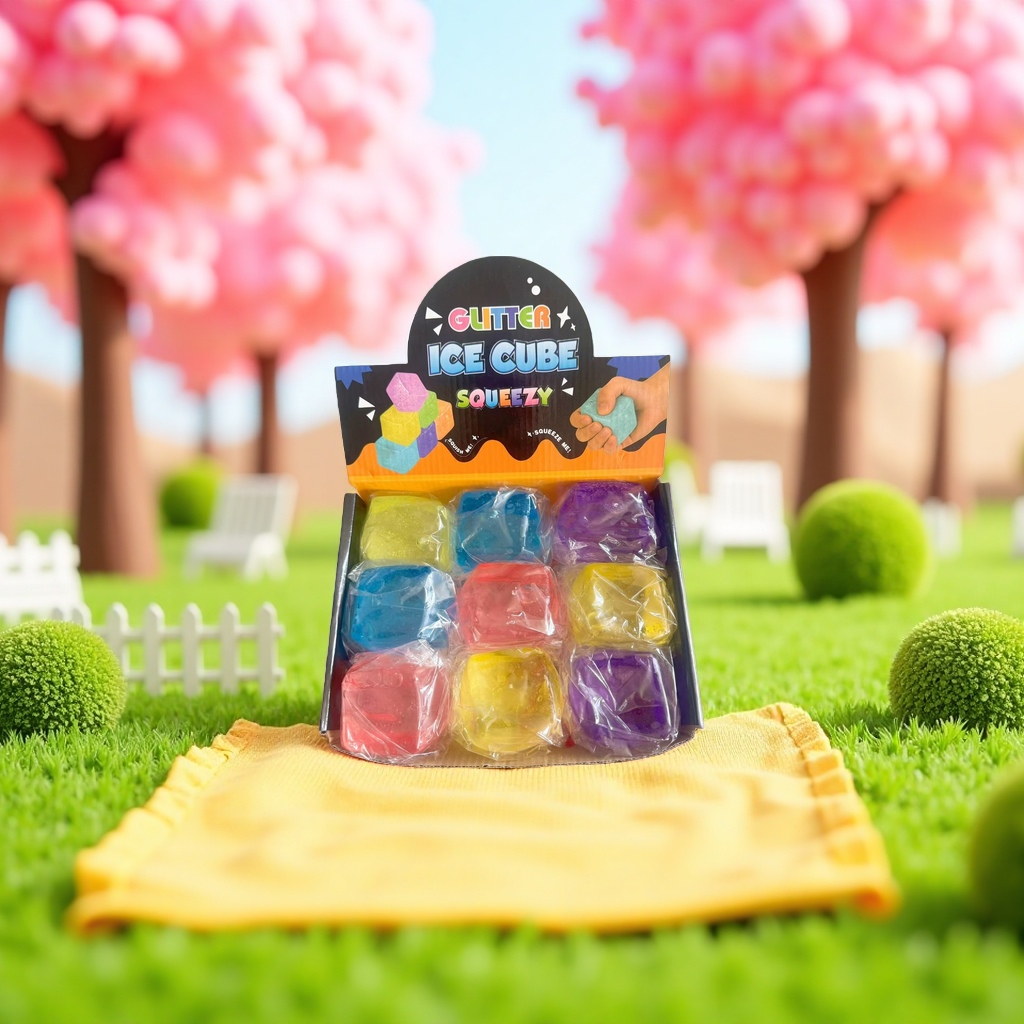 Colorful Glitter Ice Cube Squeezy cube toy details Picture